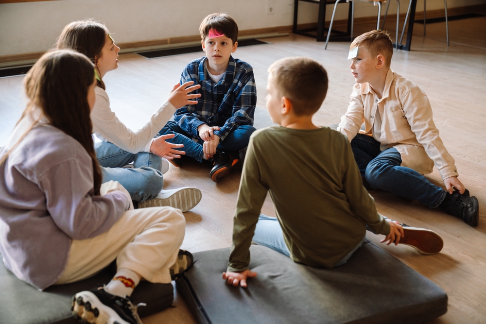 school children playing
